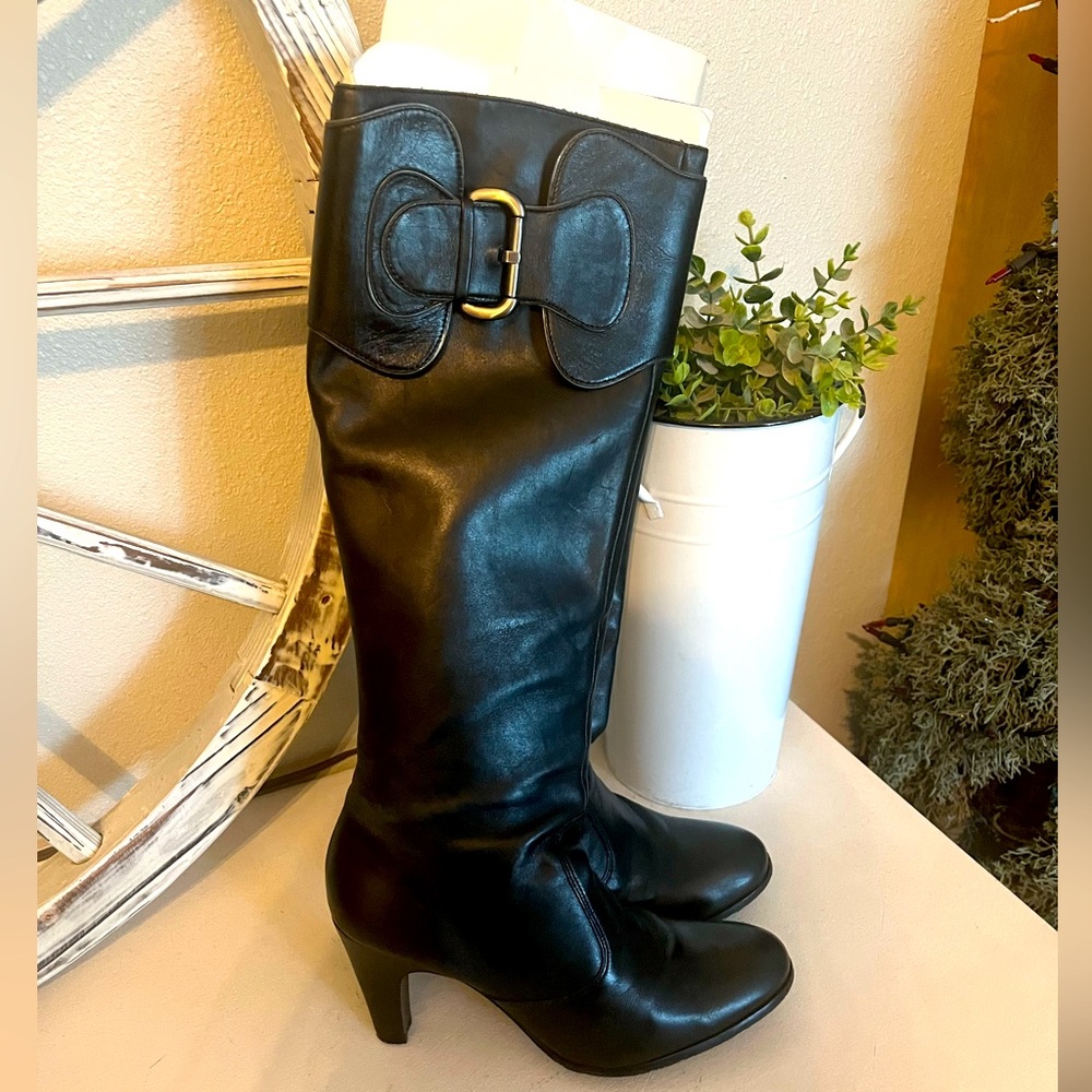Blk Leather Antonio Melani Knee High Boot-Sz 7.5